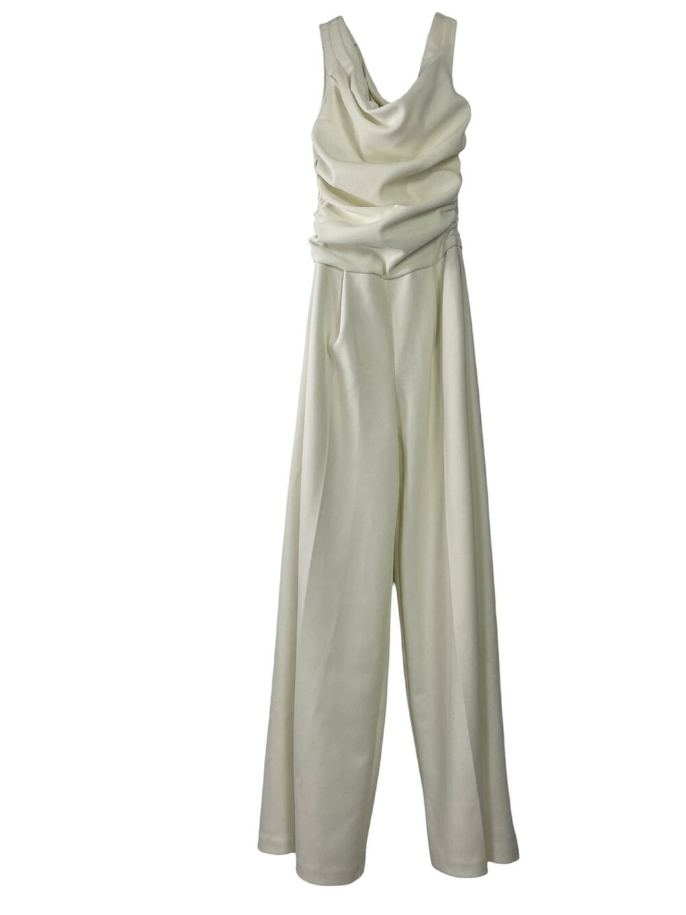 NEW Abercrombie & Fitch White Ruched Sleeveless Wide Leg Romper Jumpsuit Sz XSP